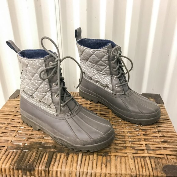 sperry metallic gray duck boots